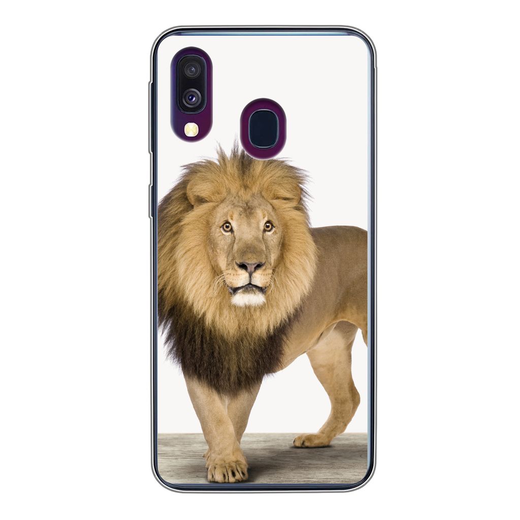 MuchoWow Handyhülle Schutzhülle Hülle für Samsung Galaxy A40 Jungen - Löwe - Tiere - Kinder - Mädchen Silikon Softcase Handy Hülle - Handy...