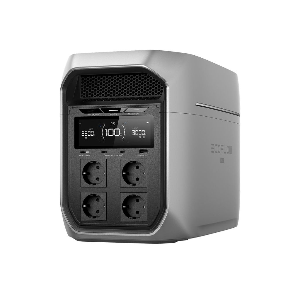 EF ECOFLOW DELTA 3 Max Plus tragbare Powerstation, 2 048 Wh LiFePO4-Batterie, erweiterbar auf 10 kWh, 3 000 W AC-Ausgang, 0–80 % Ladung in 47 Min