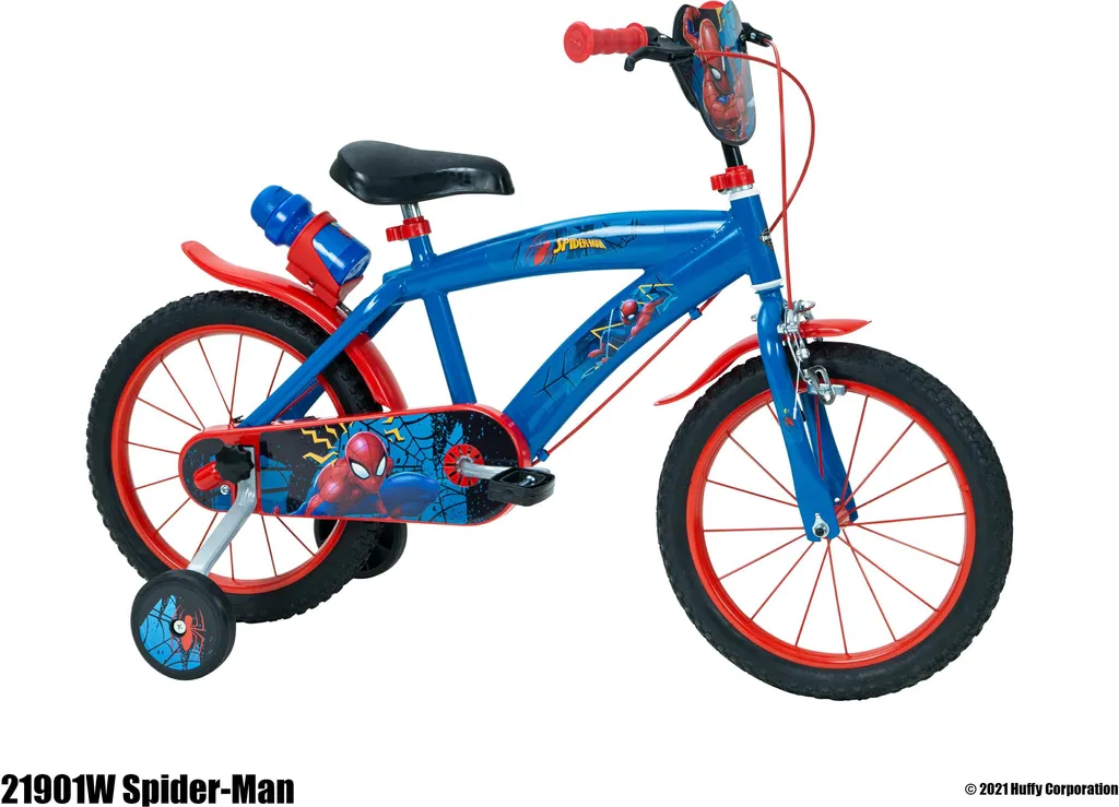 Vélo 16 pouces Spiderman : finies les chutes avec roues stabilisatrices