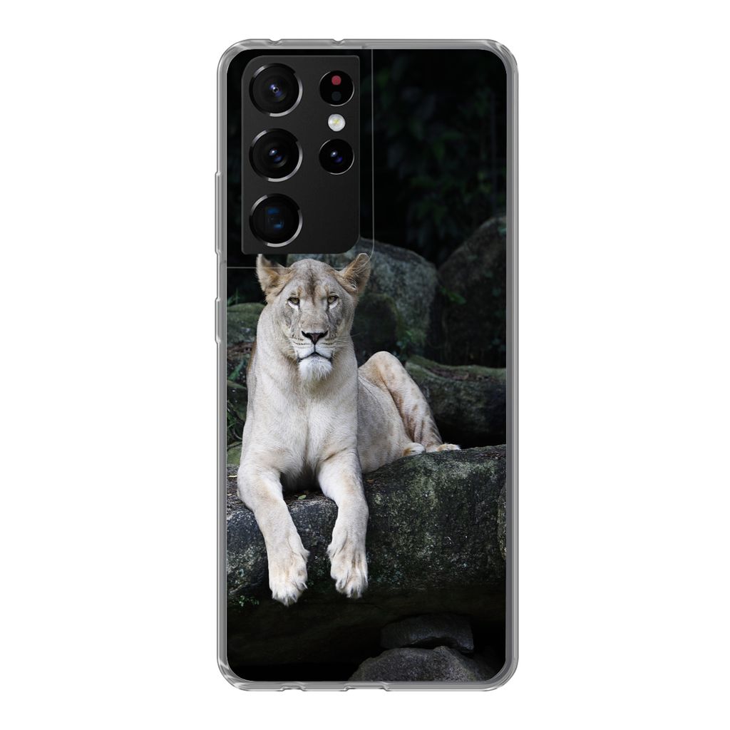 MuchoWow Handyhülle Schutzhülle Hülle für Samsung Galaxy S21 Ultra Löwe - Wilde Tiere - Porträt Silikon Softcase Handy Hülle - Mobiltelefon