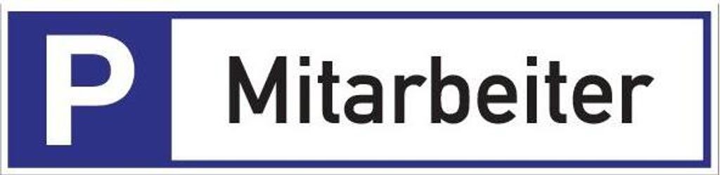Parkplatzbeschilderung Parkplatz f.Mitarbeiter L460xB110mm Alu.weiß/blau/schwarz