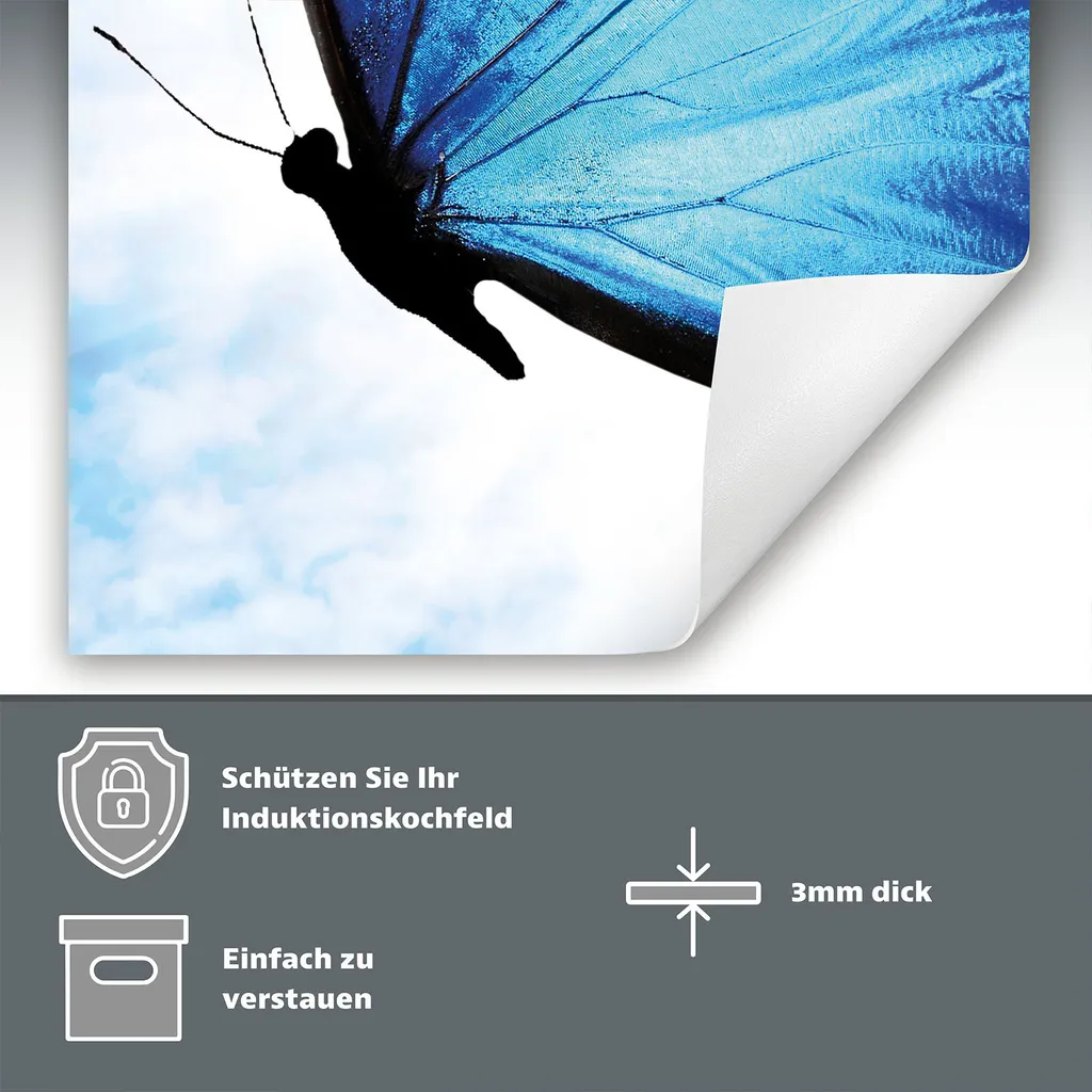 DarHaus Piastra di copertura per stufa 90x52 cm Tappetino antiscivolo Roll-up, blu - Butterfly - 5