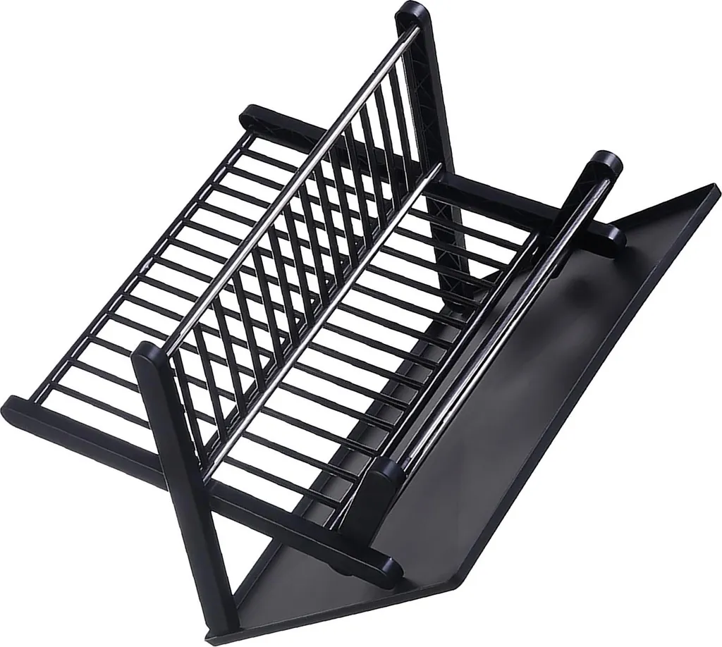 Égouttoir pliable 2 niveaux noir pour gagner de la place en cuisine
