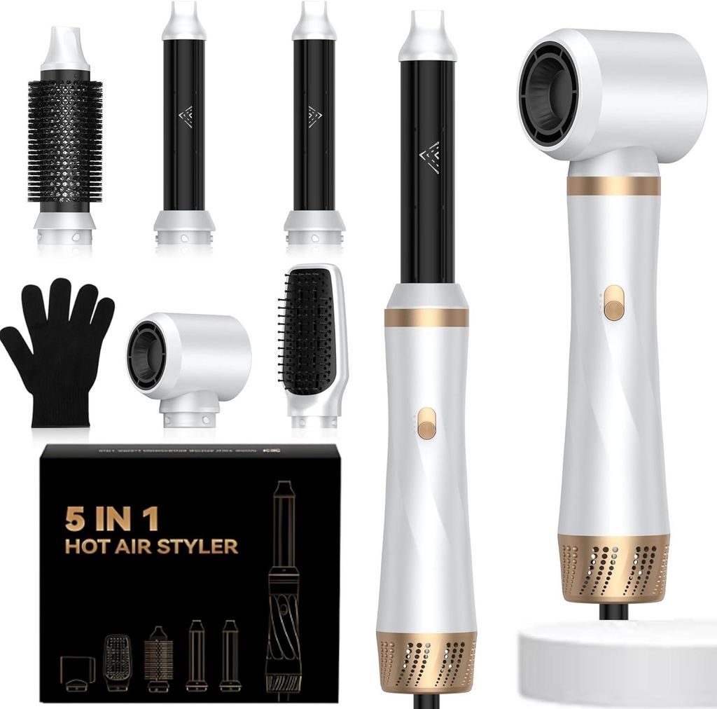 5 in 1, Haarstyler Set mit Rundbürstenföhn, Warmluftbürste, Thermal Brush, Hair Dryer, Glättbürste, Multistyler, Geschenke Sets für Frauen Lo...