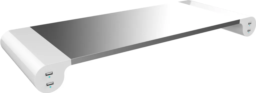 UNiLUX 400095491 Support d'Écran STUDY Argent et Blanc avec 4 Ports USB
