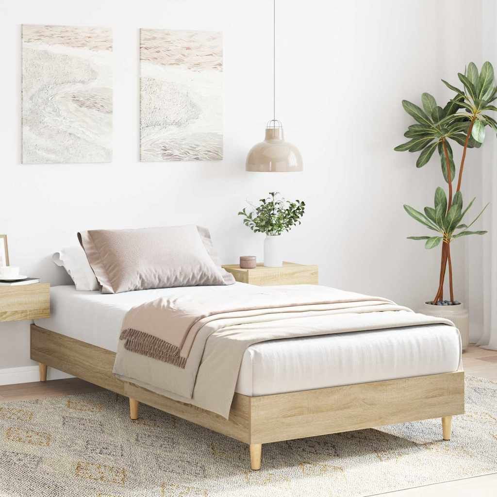 "Rabatt 2026" Bettgestell - Einzelbett - mit Lattenrost - ohne Matratze Sonoma-Eiche 90x200cm Holzwerkstoff - Klassische Betten langlebig6114
