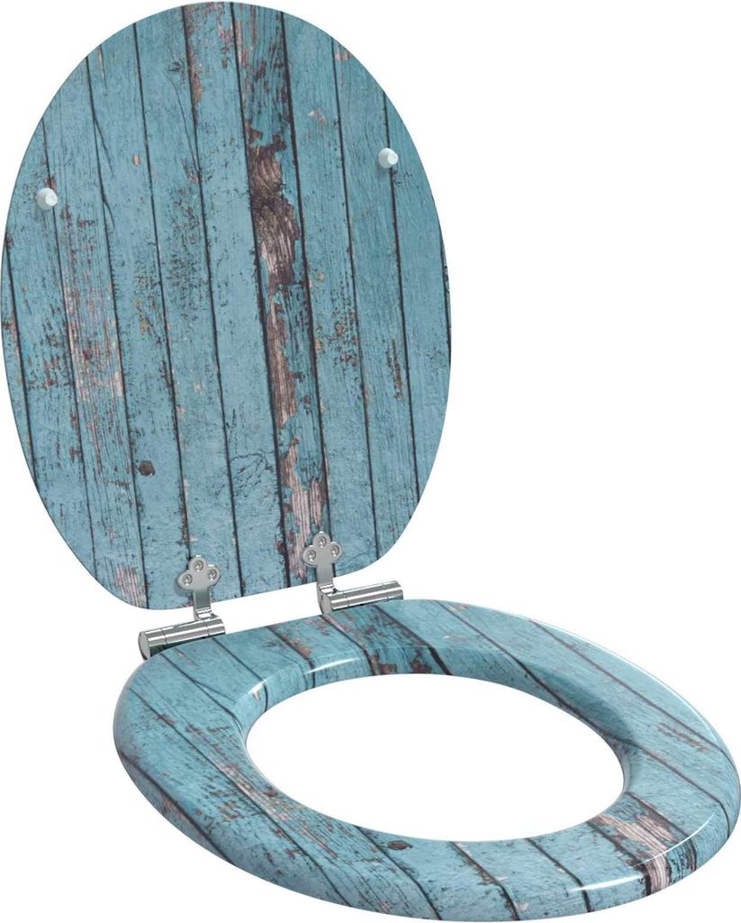 Soft-Close Toilettensitz Blau 44 x 38 cm MDF-Platte