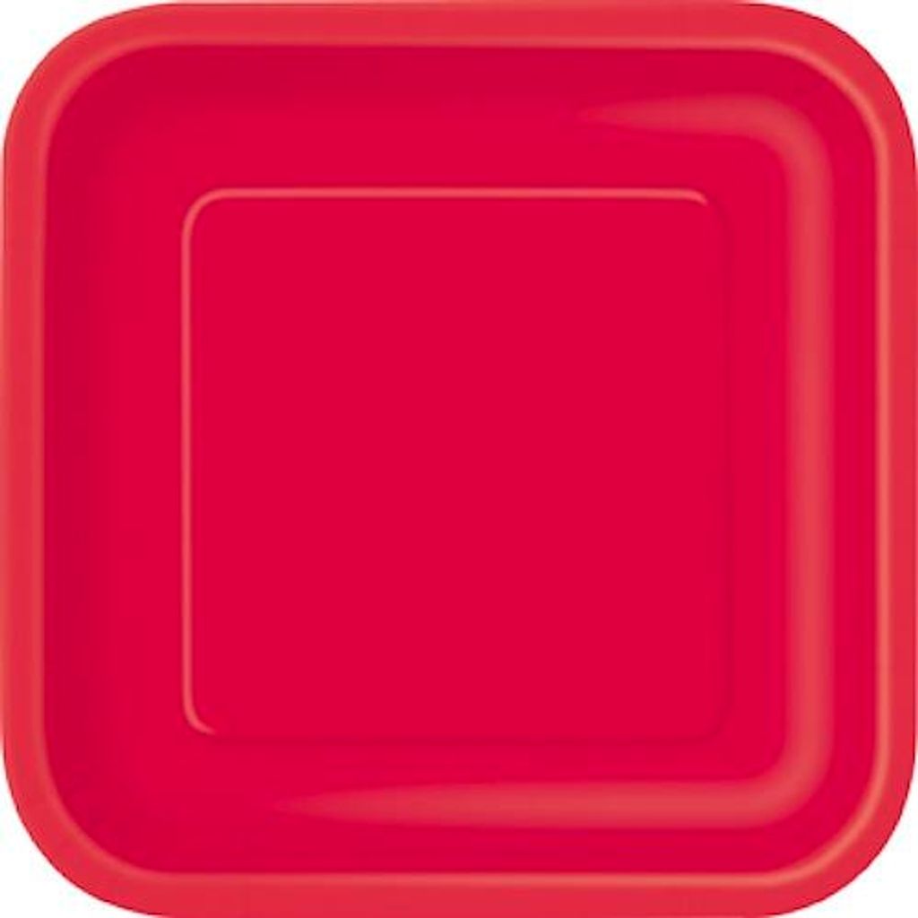 Eckige Pappteller in Rot, 22,5 cm Kantenlänge, aus der Produktbild 
