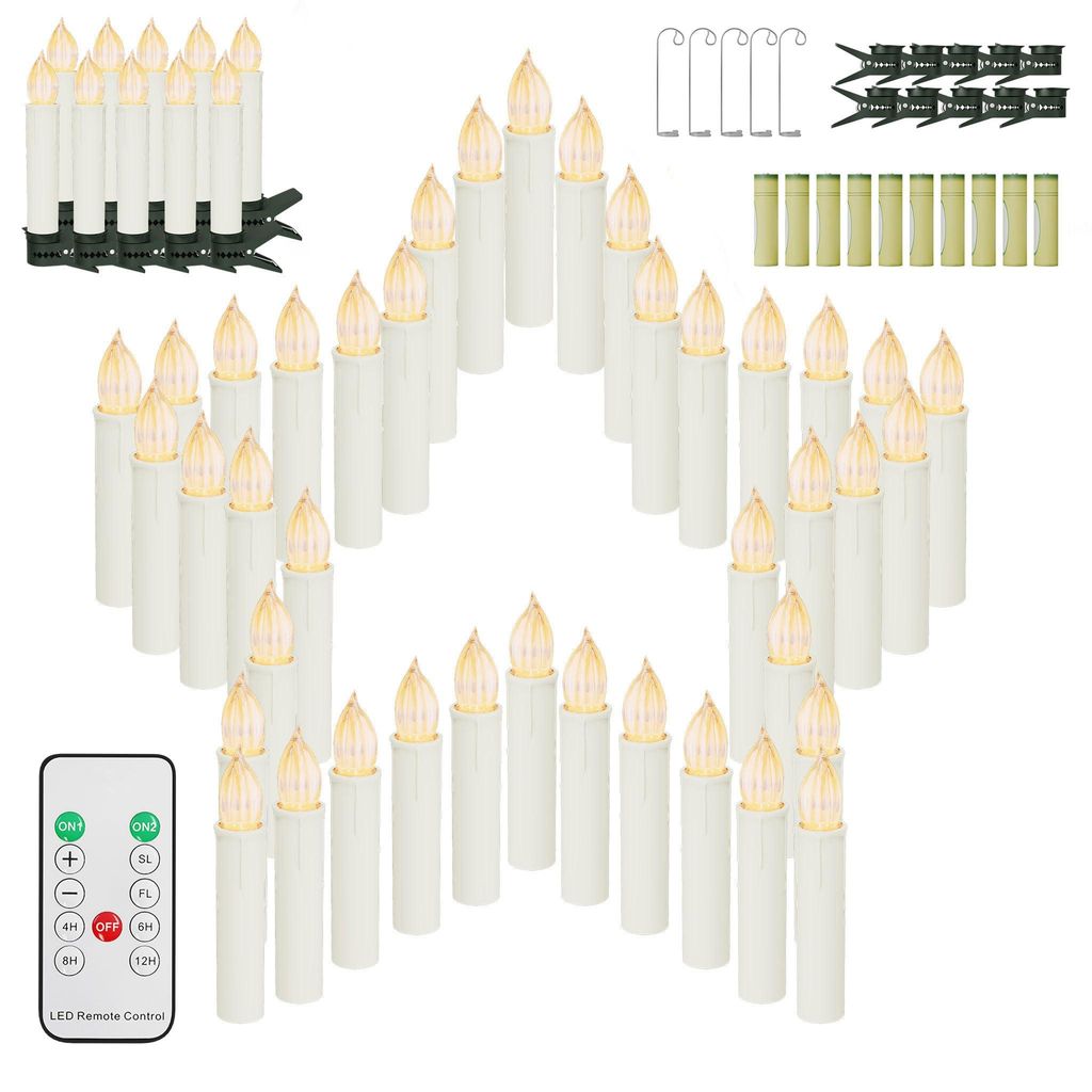 Bougies LED sans fil pour sapin de Noël, avec clips, Image du produit 
