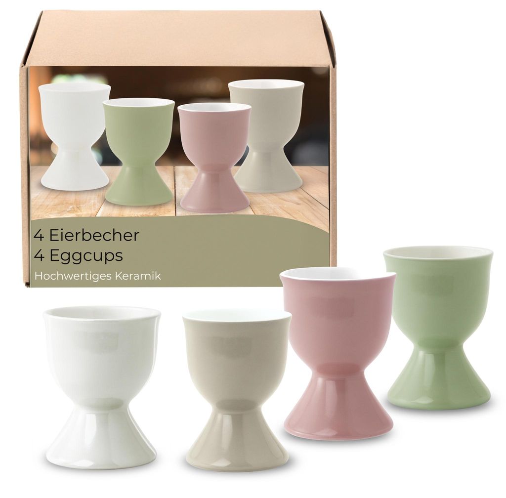 Eierbecher 4er Set, Ø 5x7 cm, helle Farben aus Keramik Produktbild 