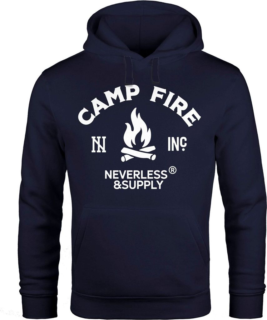 Warmer Kapuzen-Pullover Herren Lagerfeuer Camping Abenteuer Supply Hoodie Männer Neverless navy XS