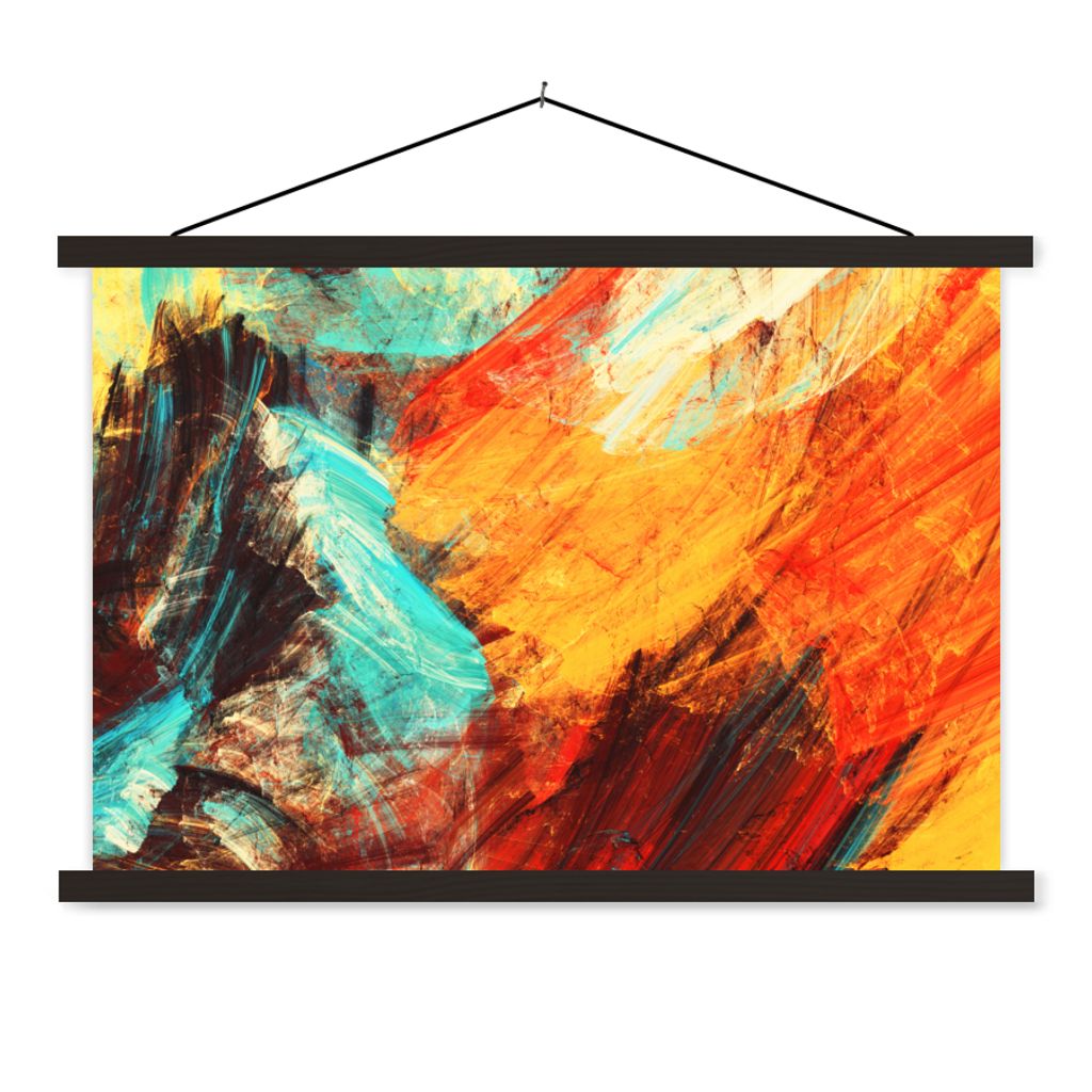 MuchoWow Textilposter Gemälde - Abstrakt - Öl 120x80 cm mit schwarzem Rahmen - Wanddeko