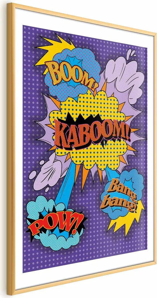 Poster Design Kaboom 60x90 Cornice Oro e Passepartout per Arredo