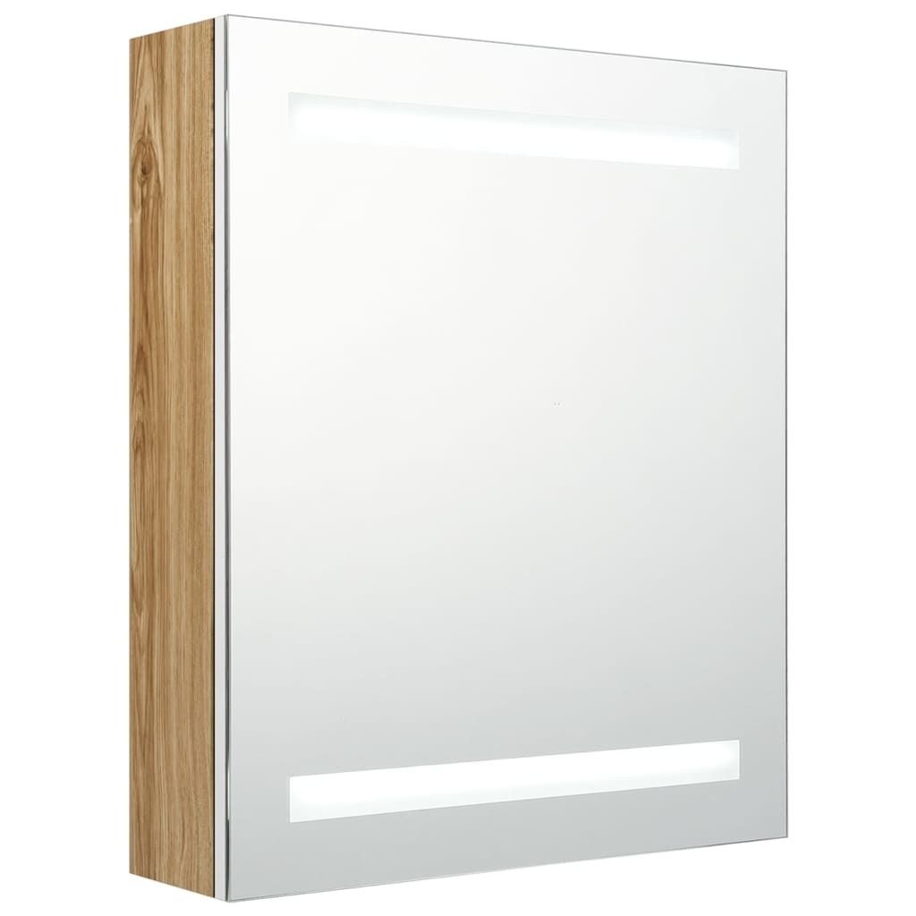 vidaXL LED-Bad-Spiegelschrank Weiß und Eichen-Optik Produktbild 