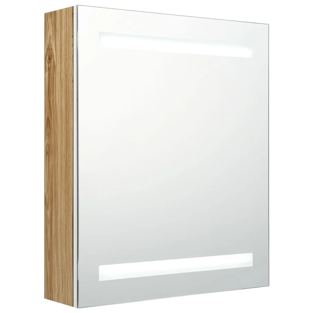 vidaXL Mobile specchio bagno LED bianco e rovere 50x14x60 cm