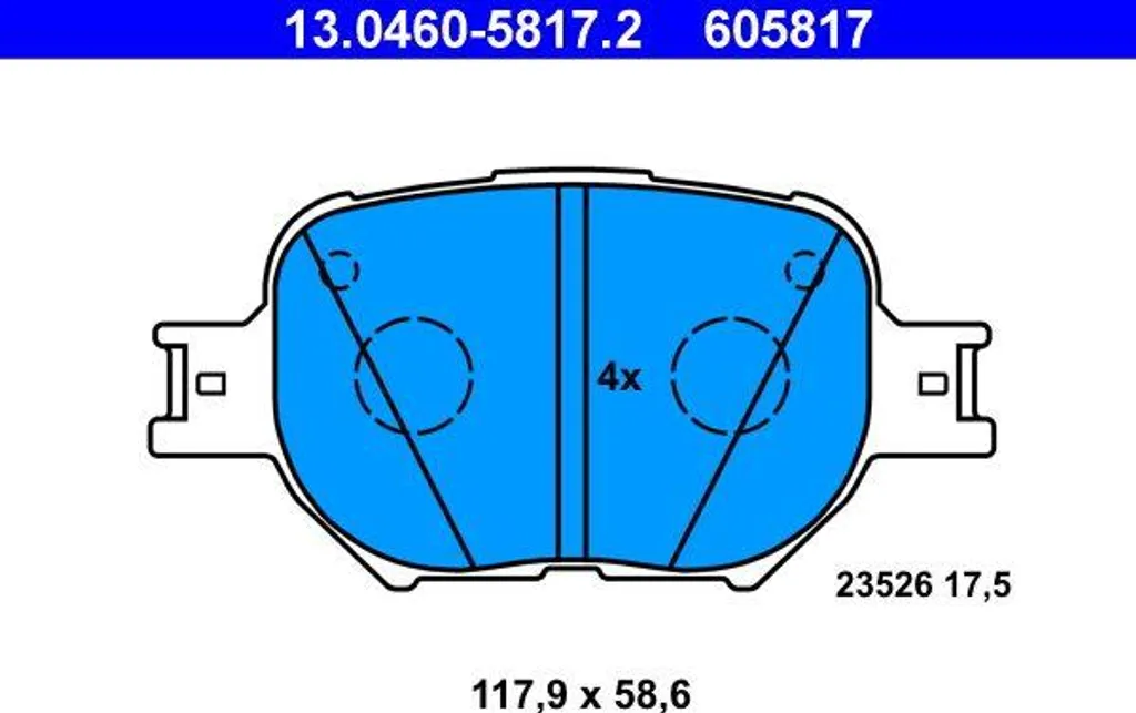 Plaquettes de Frein de Rechange pour Toyota Corolla - Fiabilité ATE 5817.2