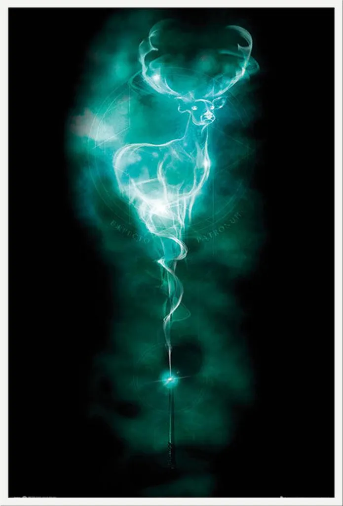 Déco Murale Harry Potter Patronus Cerf avec Cadre Blanc Shinsuke Maxi