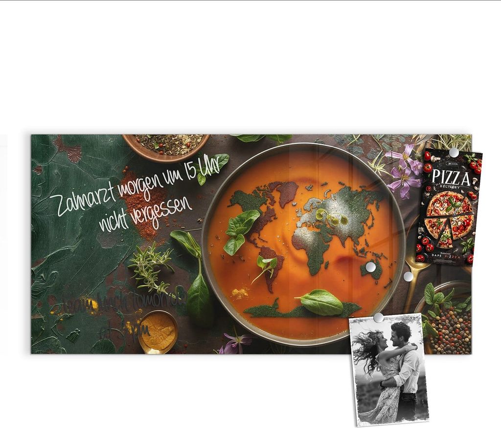 Magnettafel 100x50cm Pinnwand Whiteboard beschreibbar - Weltkarte Suppe