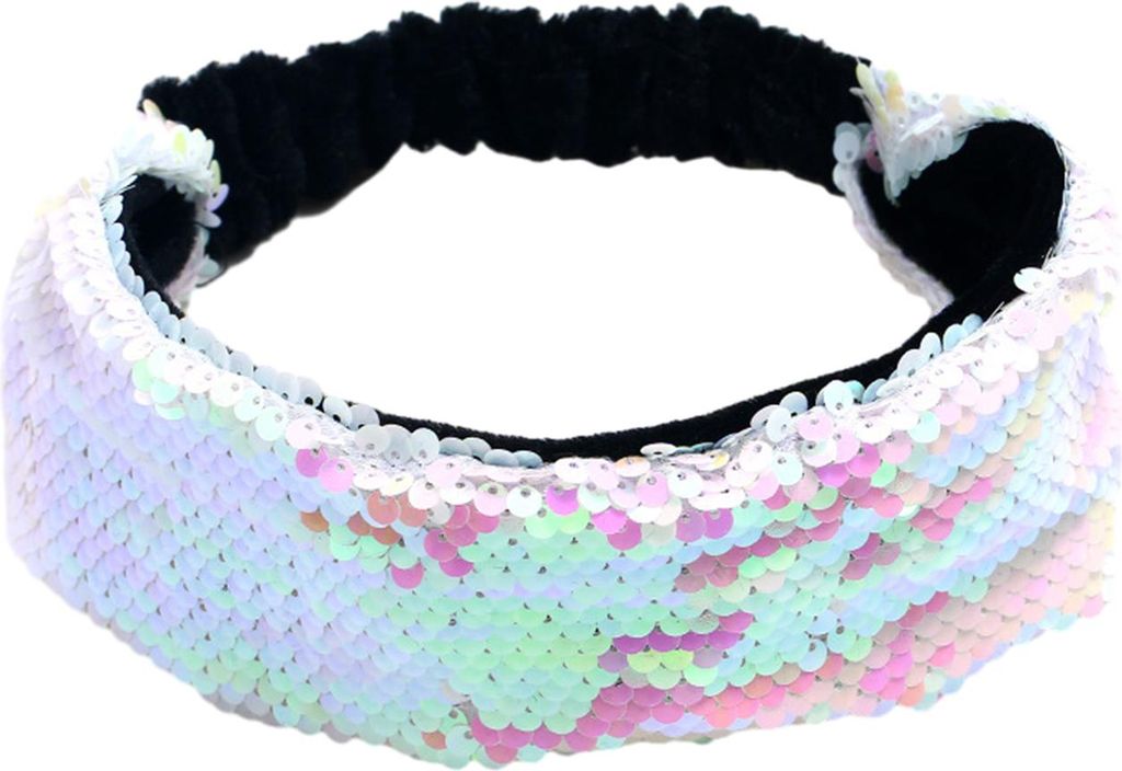 Damen-Stirnband, wendbar, glänzende Pailletten, elastisches Haarband, Haar-Befestigung, Dekoration, dekoratives Haar-Accessoire