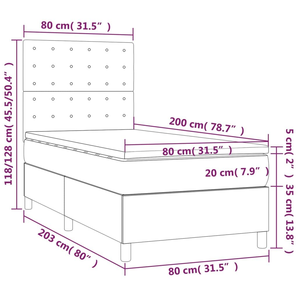 vidaXL Boxspringbett mit Matratze & LED Weiß 80x200 cm Kunstleder - Betten & Bettgestelle
