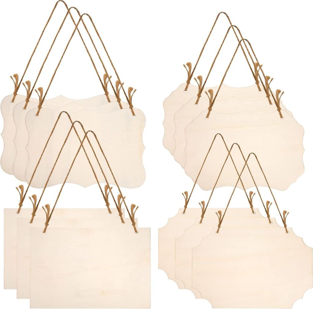 12 weiße Holzbrettchen für DIY-Projekte - Holzbord für Schreiben und Dekorieren - Woonaccessoires für Knutschen und Basteln - Banner und Brands...