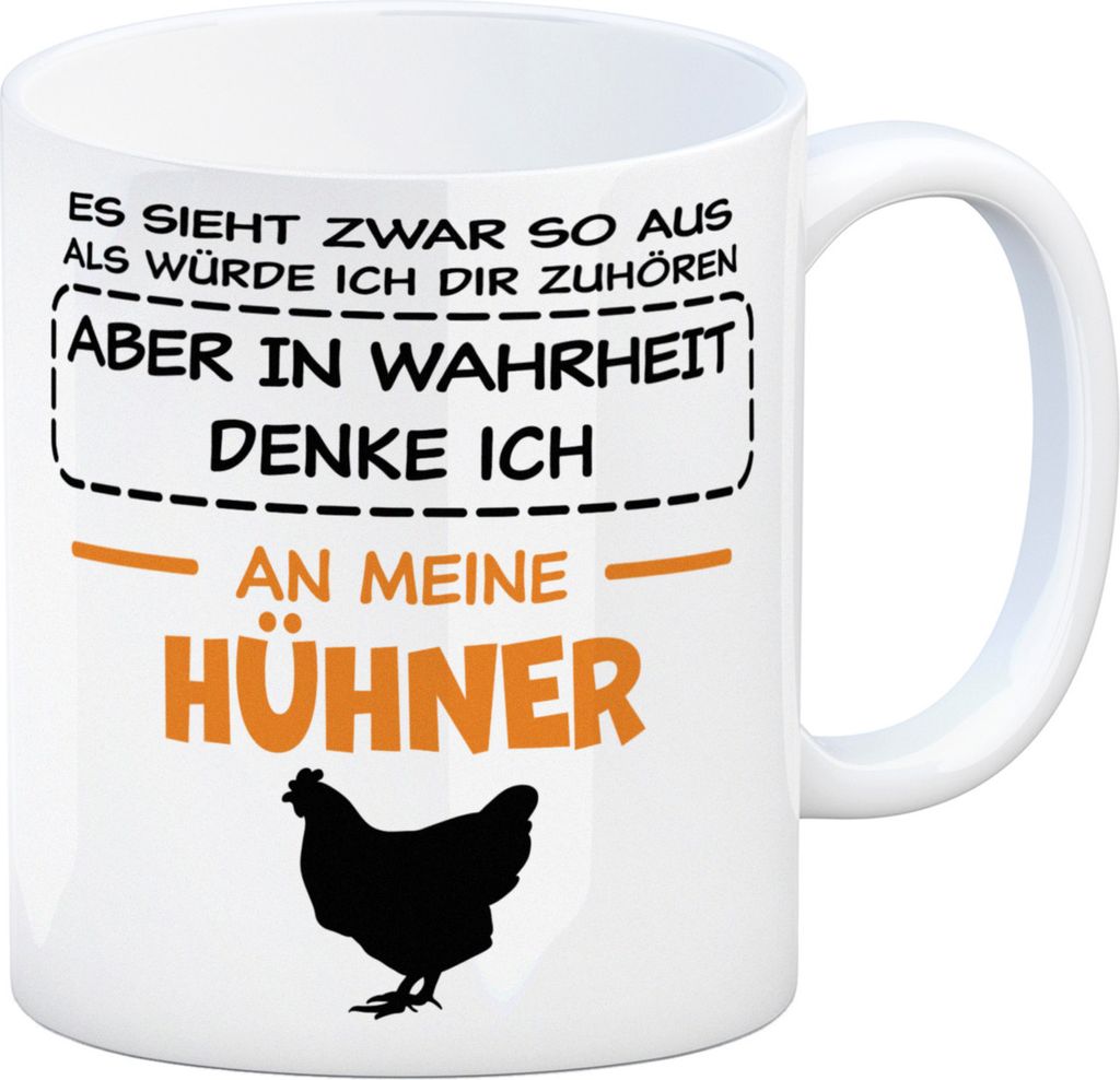 In Wahrheit denke ich an Hühner Kaffeebecher Produktbild 