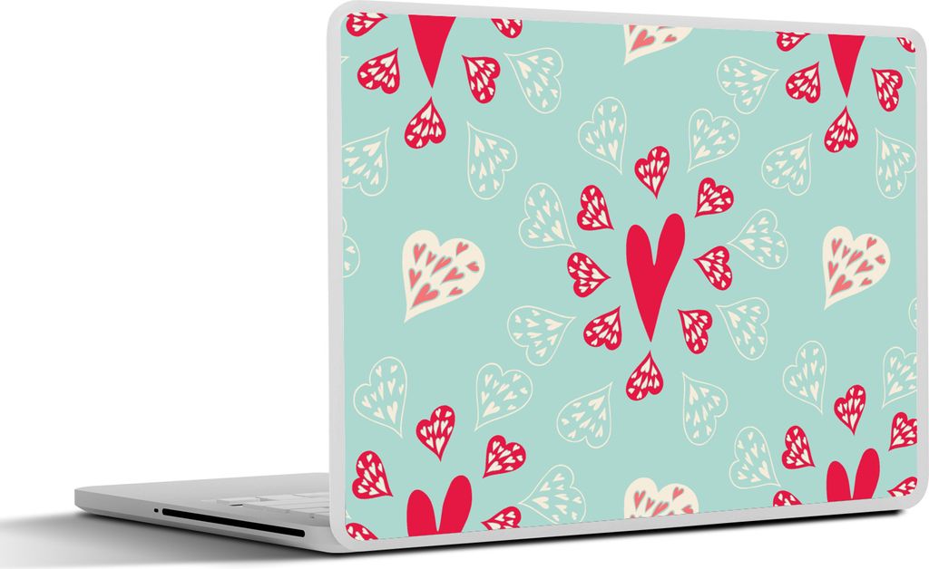 MuchoWow Laptop Aufkleber Sticker Cover Herzen - Muster - Pastell 40x30 cm - Laptop Dekoration - Selbstklebend