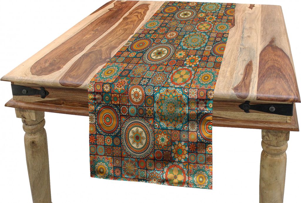 ABAKUHAUS marokkanisch Tischläufer, Eastern Old Folkloric, Esszimmer Küche Rechteckiger Dekorativer Tischläufer, 40 x 300 cm, Orange