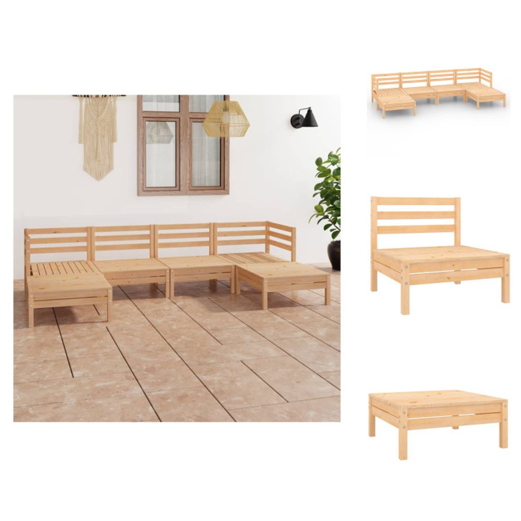 vidaXL 6-tlg. Garten-Lounge-Set Massivholz Kiefer - Gartenmöbel-Sets