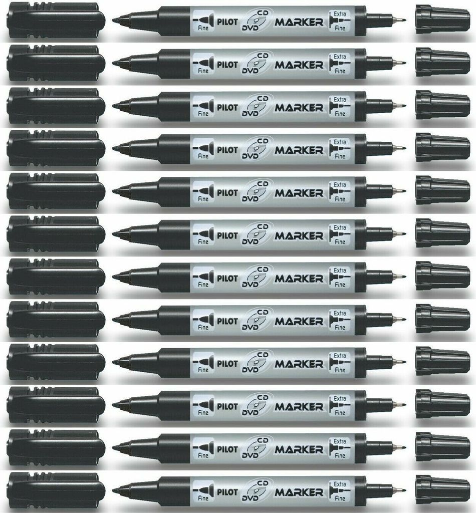 Pilot - CD-Marker Twin Fine und Extra Fine schwarz | 12 Stück