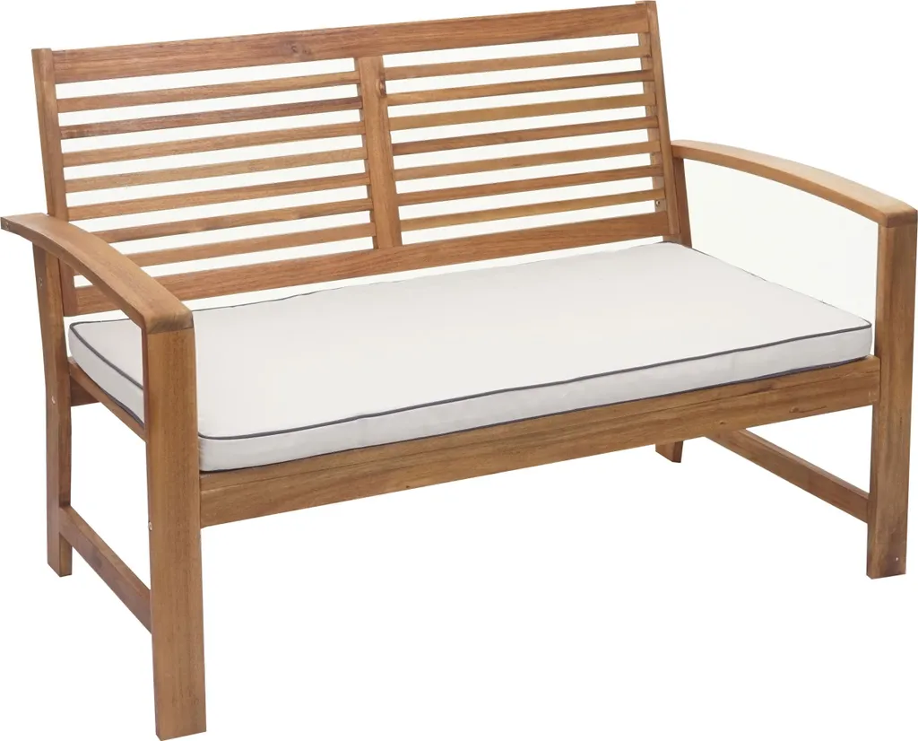 Banc de jardin pour terrasse et balcon en bois massif avec coussin doux