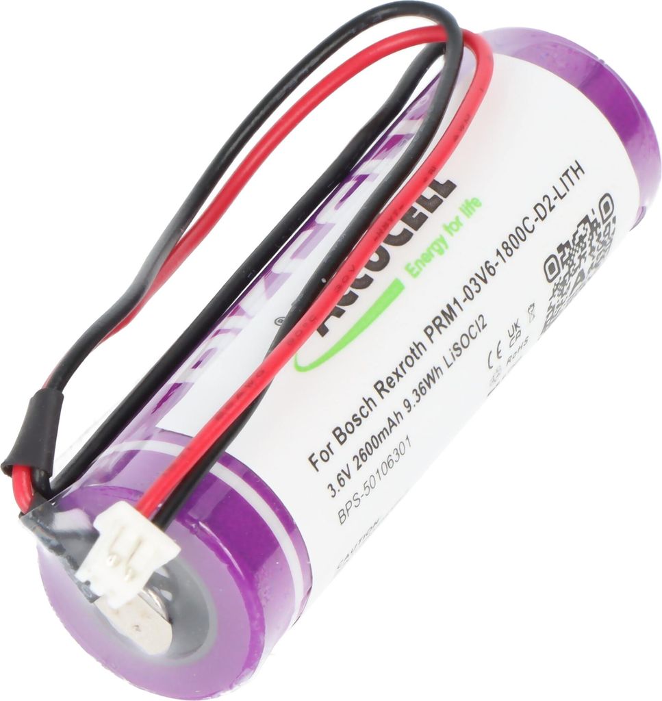 Speicherbatterie 3,6V ersetzt Bosch Rexroth PRM1-03V6-1800C-D2-LITH - 2600 mAh