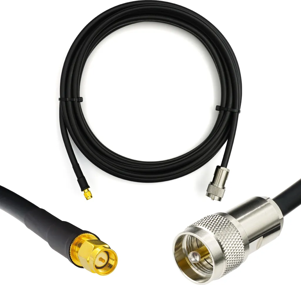 20 m da spina SMA a PL259 UHF - Cavo di prolunga 5D-FB a bassa perdita Ø7,5 mm resistente alle intemperie - Cavo antenna PL per radio CB antenne radio HAM SWR radioamatoriali