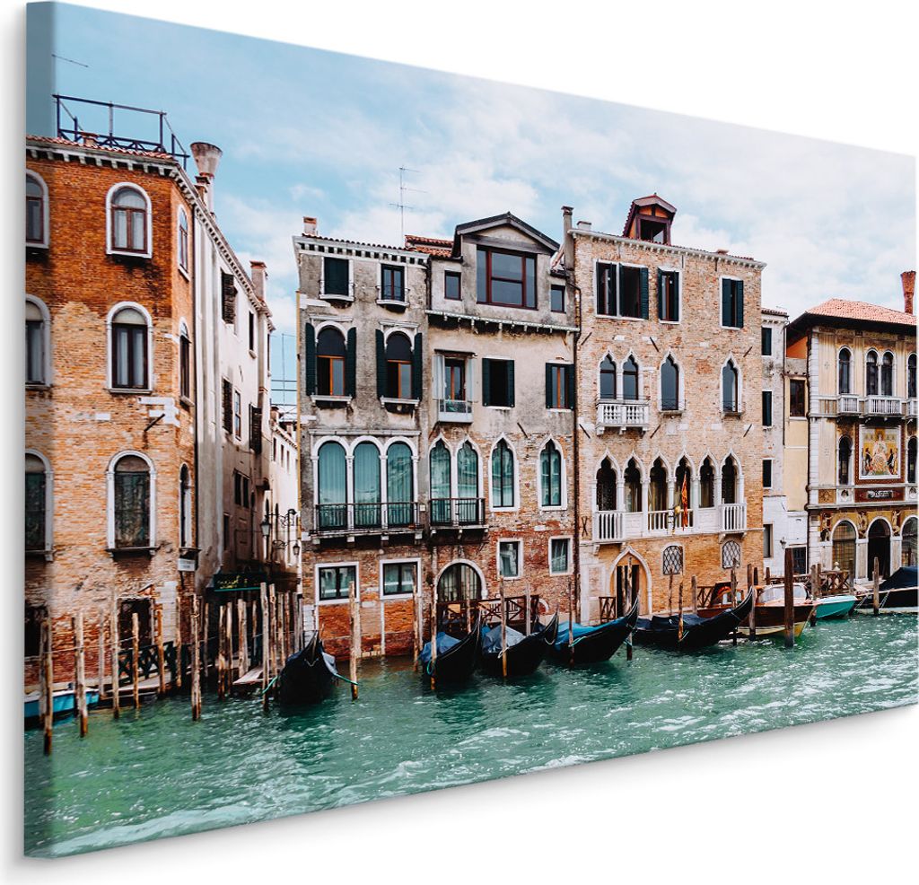 Fabelhafte Canvas LEINWAND BILDER 40x30 cm XXL Kunstdruck Venedig Gondeln Gebäude