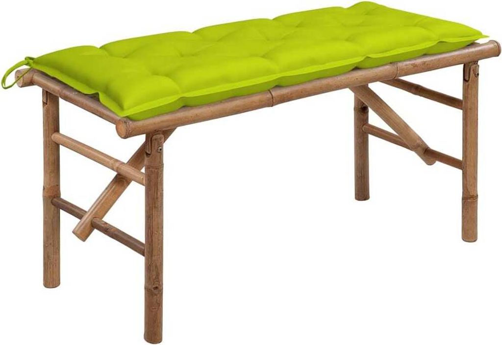 The Living Store Klappbare Gartenbank mit Auflage 118 cm Bambus