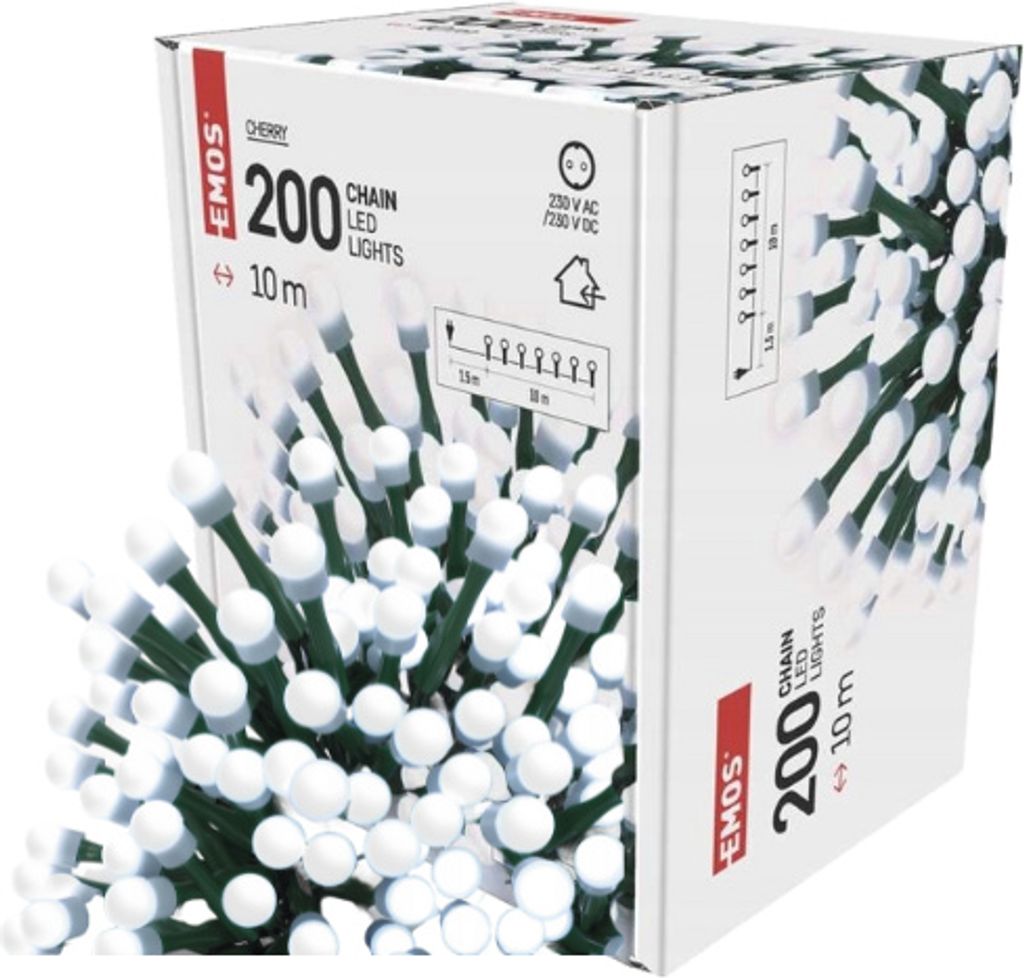 Éclairage du sapin de Noël Cerise 10M 200 LED blanc froid Image du produit 