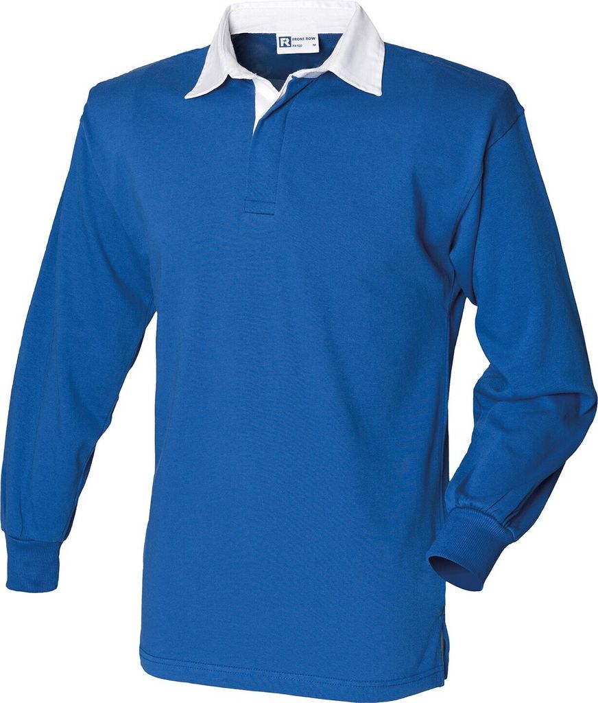Front Row Langarm Klassik Rugby Polo Shirt PC2106 (S) (Königsblau/Weiß)