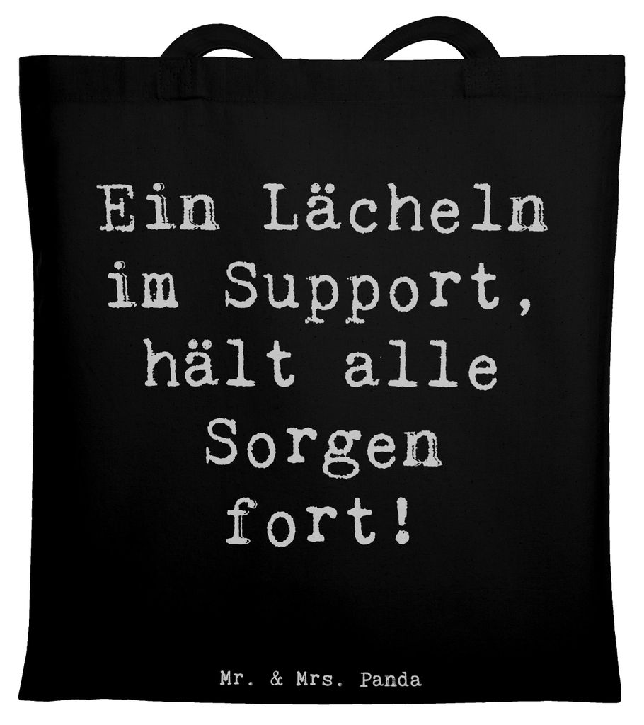 Mr. & Mrs. Panda Jutebeutel Spruch Kundensupport Lächeln - Schwarz - Geschenk, Serviceorientiert, Schultasche, Beruf, Einkaufstasche, Kundensuppor...