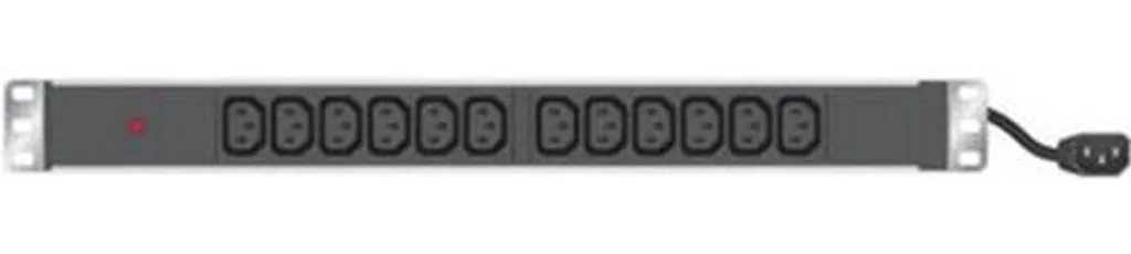 Unité PDU 12 prises IEC13 châssis alu 1U noir Tecline câble long 2,5m