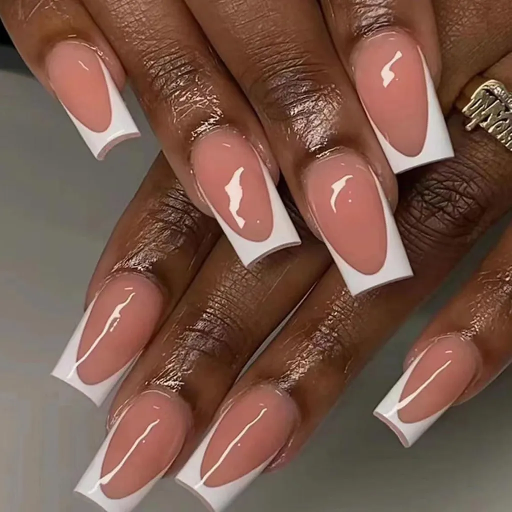 Unghie Acriliche 24 Pezzi Ballerina Nudo Rosa | Manicure Fai-da-te