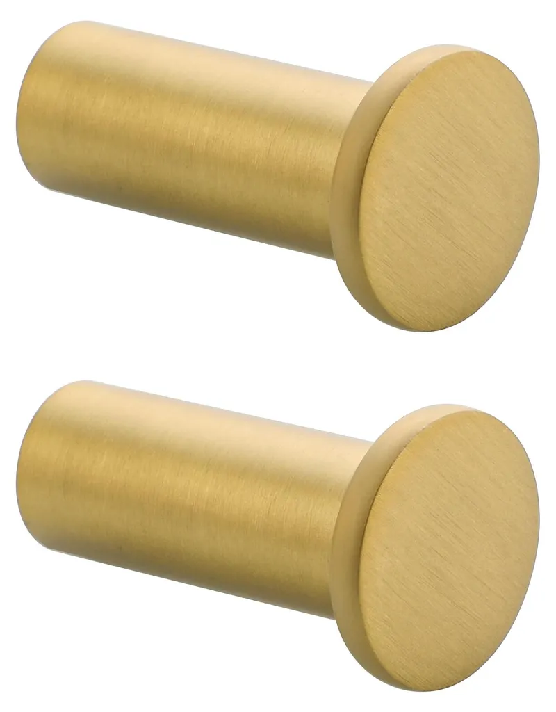 Lot de 2 crochets muraux dorés en acier inoxydable avec vis de fixation