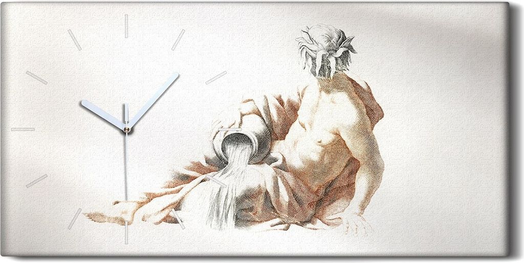 Wandkunst Leinwand Bild Uhr 60x30 Malerei Antikes Griechenland Traditionelle - weiße Hände