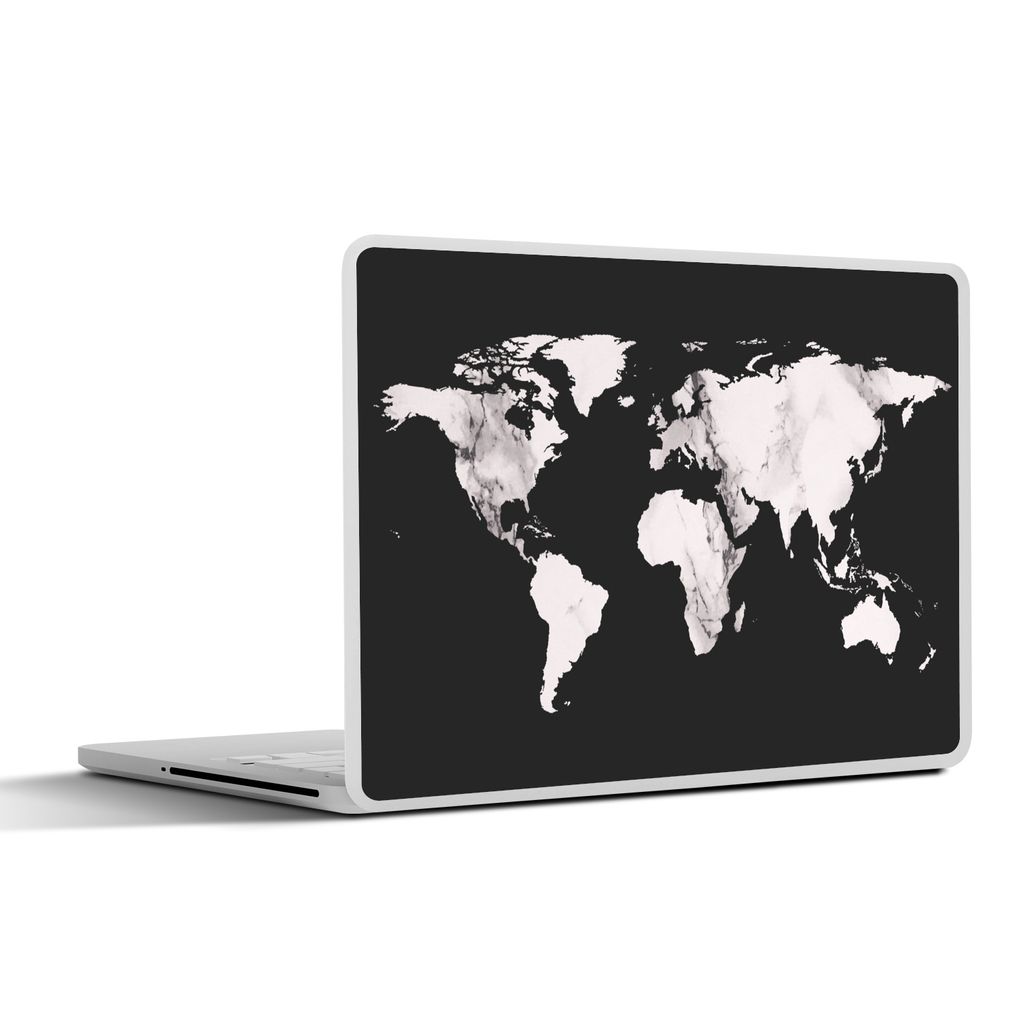 MuchoWow Laptop Aufkleber Sticker Cover Weltkarte - Marmor - Weiß 36.5x27.5 cm - Laptop-Sticker