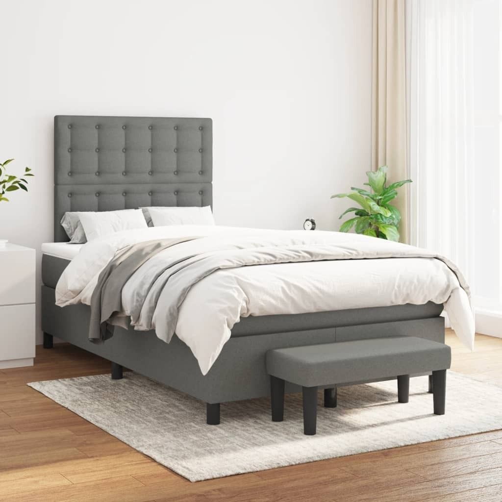 The Living Store Boxspringbett mit Matratze Dunkelgrau 120x200 cm Stoff
