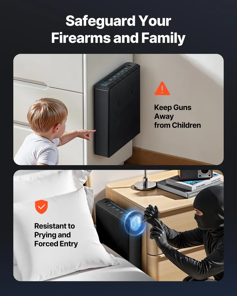 Coffre-fort pistolet avec éclairage LED et ouverture à code électronique - 7