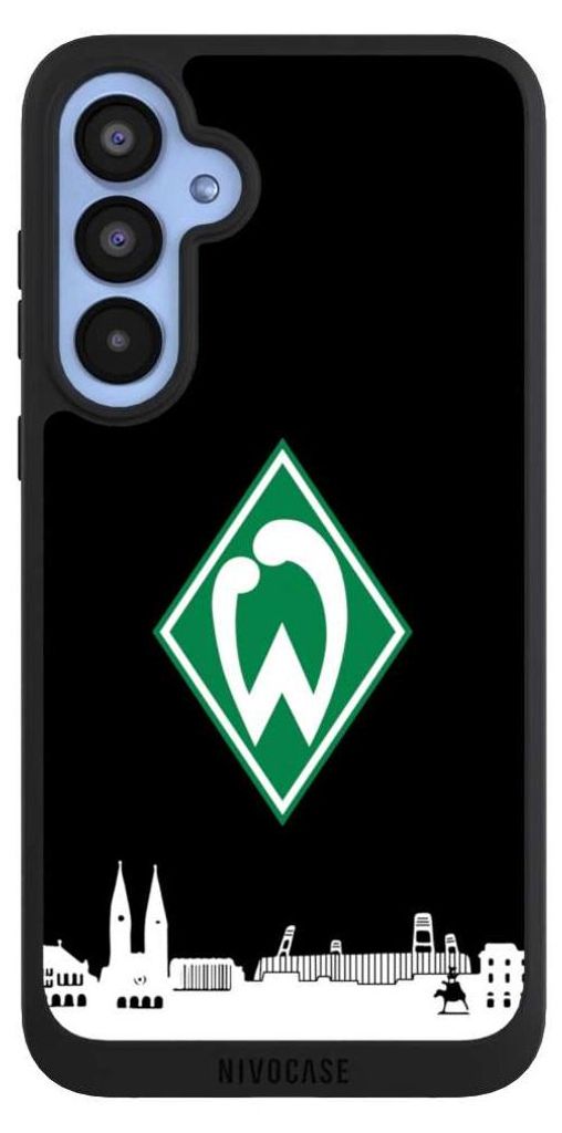 NIVOCASE Handyhülle für Samsung Galaxy A55 5G Hülle NIVOpure Case Schwarz Offizielles Lizenzprodukt SV Werder Bremen Skyline