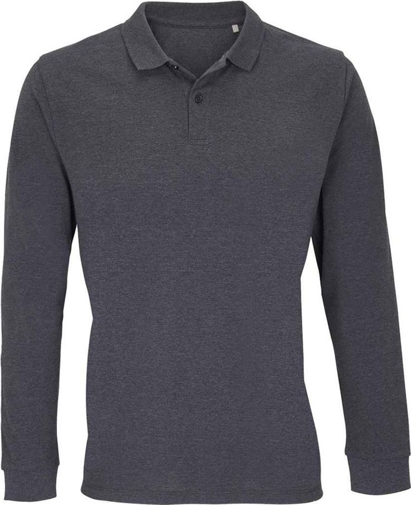 SOLS - "Planet" Poloshirt für Herren/Damen Unisex Langärmlig LT1644 (M) (Dunkelgraue Melange)