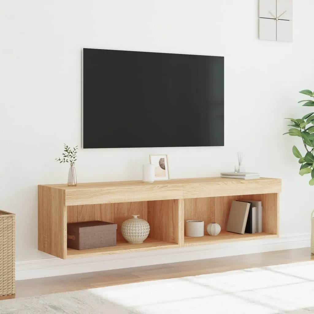 Mobili Porta TV Sospesi Rovere Sonoma LED 2 pz - Design 60 cm - 6