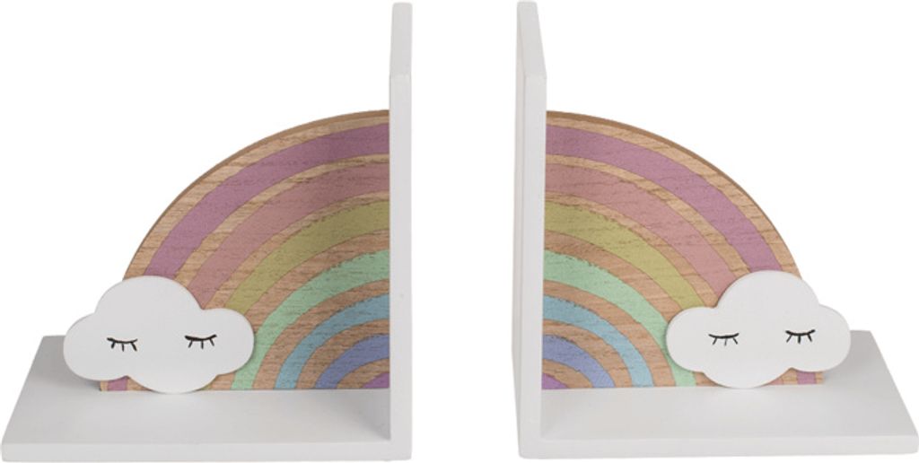 Regenbogen mit Wolke Buchstützen aus Holz im 2er Set Produktbild 