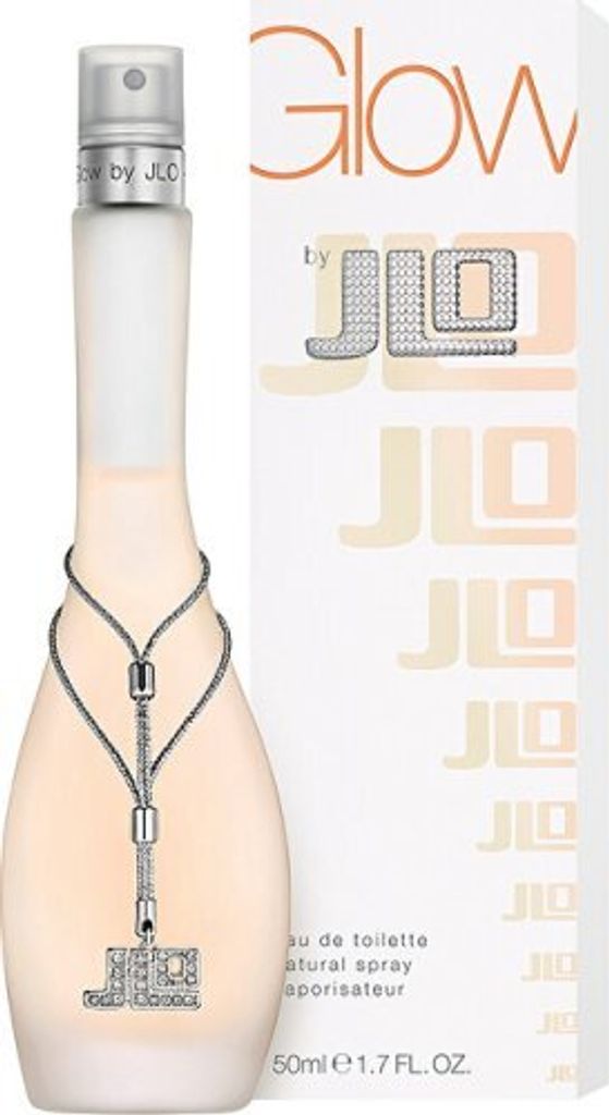 A bottle of Jennifer Lopez Glow perfume and its packaging.